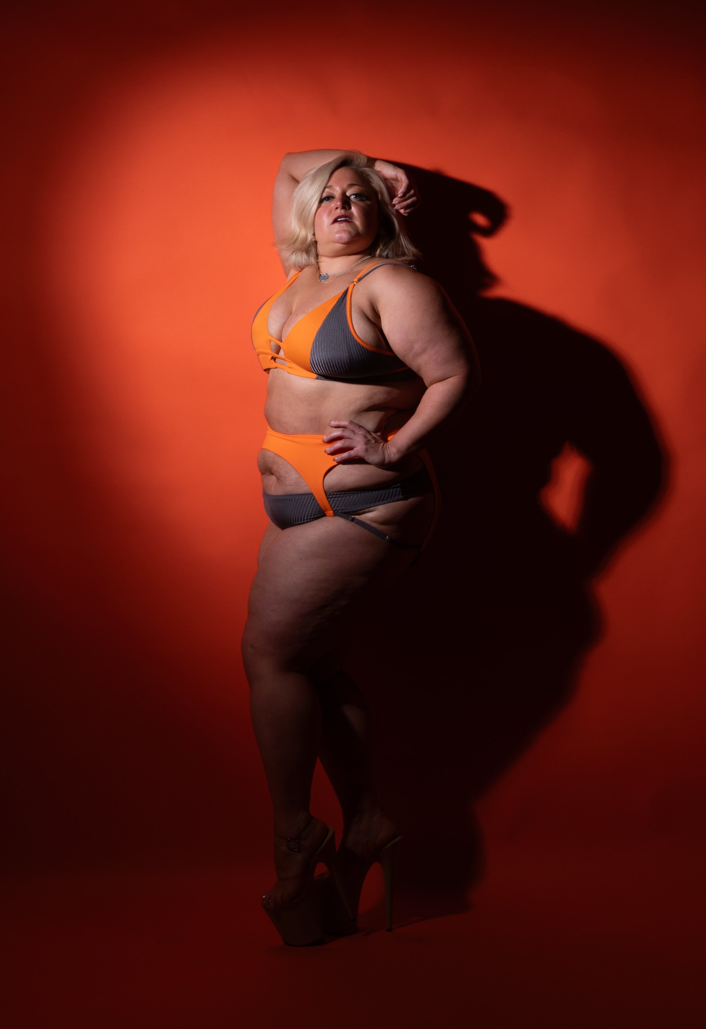 Kimberly in powerful pose in Sway Exclusive collection for Liquid Motion.